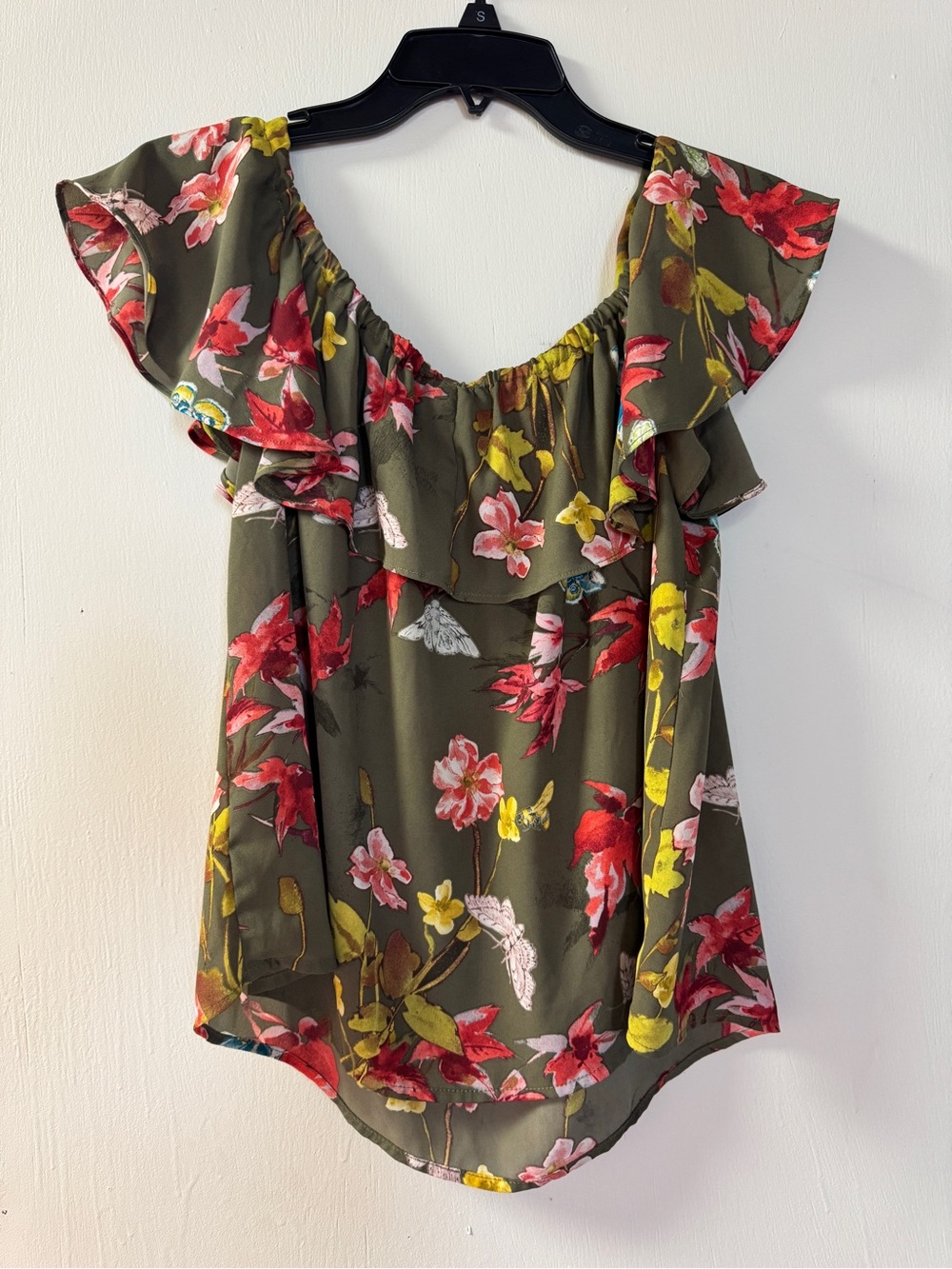 Maeve Green Floral Off-Shoulder top